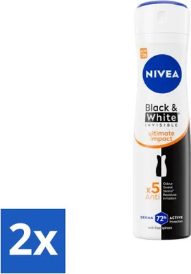 Produktbild von NIVEA - Deodorant Spray - Black & White Ultimate Impact - Antitranspirant - 150 ml - Vorteilspack - 2 Stücke