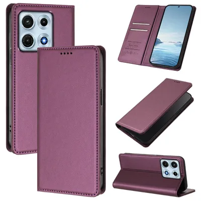 Produktbild von Handyhülle für Motorola Edge 70 Max, Kunstleder Klapphülle Stoßfeste Magnetische Hülle mit Ständer Lila