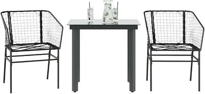 Imagen del producto de Juego de comedor de jardín de 3 piezas, fabricado en ratán sintético . Incluye una mesa y dos sillas. Ideal para balcones, terrazas y jardines