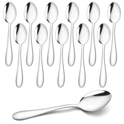 Produktbild von Set mit 12 Kaffeelöffeln – Edelstahl – Hochglanzpoliert – Ergonomischer Griff – Spülmaschinenfest – 13,5 cm – Teelöffel