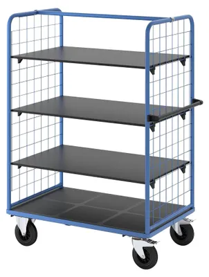 Produktbild von Etagenwagen mit Gitterseitenwänden | Vollgummireifen | Ladefläche 1175 x 800 mm | 4 Etagen