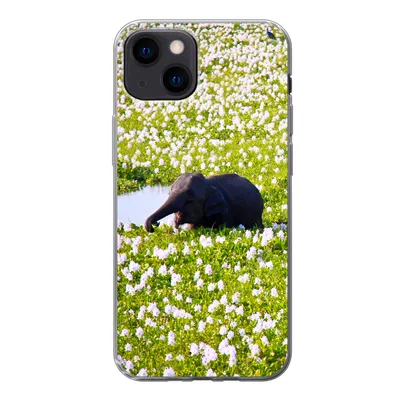 Produktbild von MuchoWow® Handyhülle Schutzhülle Hülle für iPhone 13 mini Elefant - Wasser - Pflanzen - Grün - Natur - Tiere Silikon Softcase Handy Hülle - Softcase