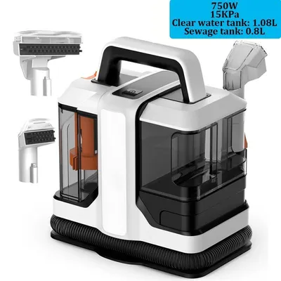 Immagine prodotto di Pulitore per tappeti e tappezzeria - Pratico aspirapolvere lavante da 750 W e 15 kPa - Serbatoio dell'acqua pulita da 1,08 l - Funzione di spruzzatura e aspirazione - Per auto, divani, tappeti e peli di animali - Spina UE 220-240 V