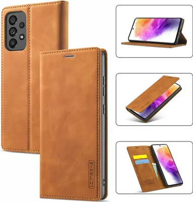 Produktbild von Galaxy A73 5G Hülle, Standfunktion Kartenfach Wallet Leder Schutzhülle für Samsung Galaxy A73 5G Braun