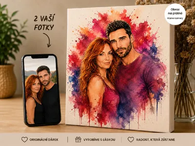 Obrázek produktu pro Akvarelová exploze – portrét na plátně z vaší fotografie - 40 x 60 cm