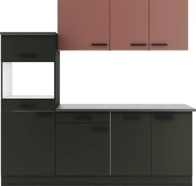Produktbild von Optifit Küchenzeile ohne Geräte Nizza407/Madrid420 210 cm rostrot anthrazit matt zerlegt Variante reversibel KPNM 2181OE