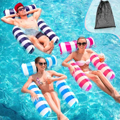 Produktbild von Schwimm Float Wasser Hängematte - 4 in 1 Aufblasbar - Schwimmende Stuhl für Erwachsene und Kinder mit Tragbarem Inflator