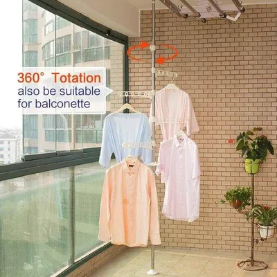 Produktbild von Teleskopregal für Kleidung, Raumsparend, Weiß, Boden bis Decke