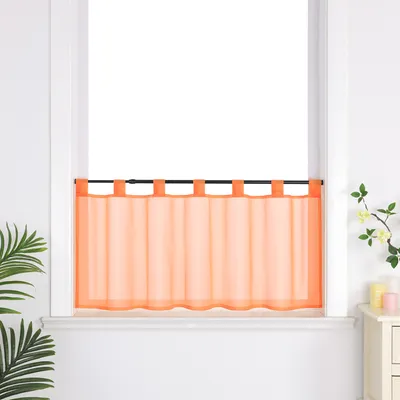 Produktbild von Delien Scheibengardine Schlaufen Bistrogardine Küche Gardinen Modern Schlichte einfarbige kurzstores Vorhänge Orange BxH 120x30 cm