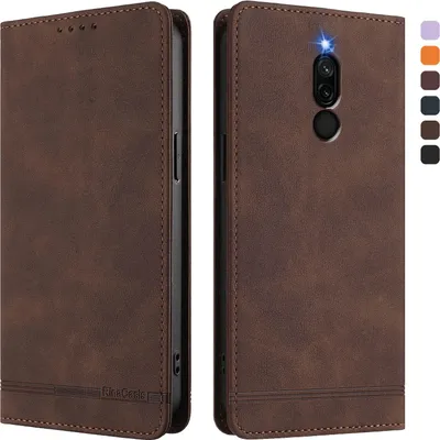 Produktbild von Hülle für Xiaomi Redmi 8/Redmi 8A, Retro Kunstleder Ständer Klapphülle mit Kartenfächer und Magnetische Braun