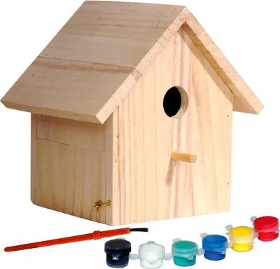 Produktbild von 22368FSC Nistkasten Bastelset - Selbst zu bauen und zu bemalen - Nisthilfe Baupaket für Wildvögel - Do-it-yourself-Set - Kleine Meisenkasten aus massivem Holz