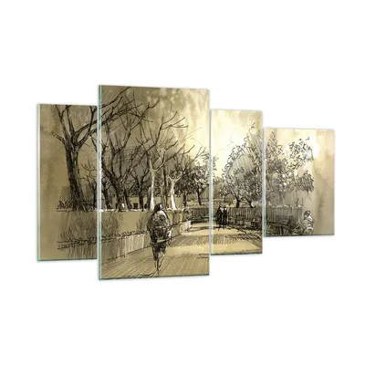 Produktbild von Bilder auf glas - Park Spaziergang Baum - 120x70cm - Glasbilder - Wandbilder - Kunstdruck - zum Aufhängen bereit - Wanddekoration aus Glas - Glas Bilder - Wandbild auf Glas - 4 Teile - GDL120x70-3758
