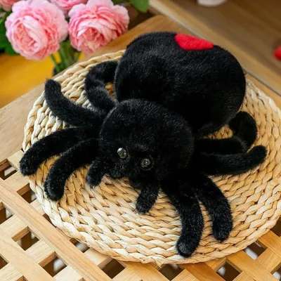 Immagine prodotto di Peluche a forma di ragno, 25 cm, nero con coda rossa