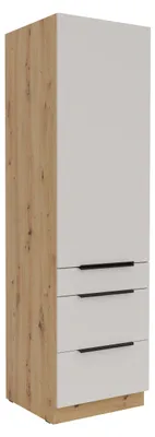 Produktbild von Küchen Hochschrank 60 cm SOLANO Kaschmir beige + Eiche Artisan matt Küchenzeile Küchenblock Küche