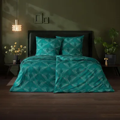 Produktbild von Estella Mako Interlock Jersey Bettwäsche Otto blautanne 155x220 cm + 80x80 cm