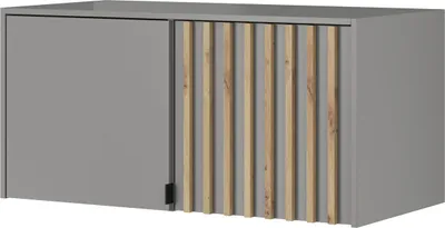 Produktbild von Furniture24 Aufsatz 2 Türiger Nelly 2D für Kleiderschrank 105 cm mit Lamellen Grau/Artisan Eiche