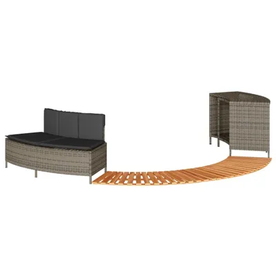 Produktbild von vidaXL Whirlpool-Umrandung Grau Poly Rattan und Massivholz Akazie