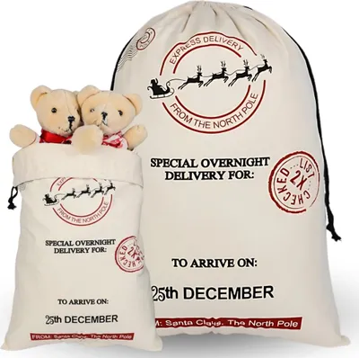Produktbild von Weihnachtsgeschenktüte für den Weihnachtsmann, Jute fest, 70cmx50cm