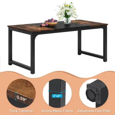 Obrázek produktu pro Jídelní stůl – obdélníkový kuchyňský stůl 160 × 80 cm – industriální design – MDF s kovovou konstrukcí – pro 6–8 osob – rustikální hnědá