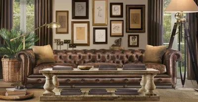 Zdjęcie produktu dla Duża kanapa XXL Dubai Vintage Skórzana sofa Chesterfield Zestaw siedzisk 300 cm