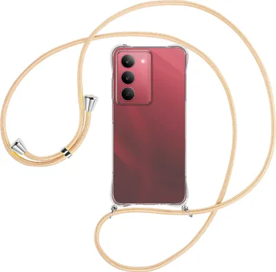 Produktbild von Handykette Backcover-Schutzhülle mit Band (Metall silberfarben) für Realme 14X 5G - Goldkordel