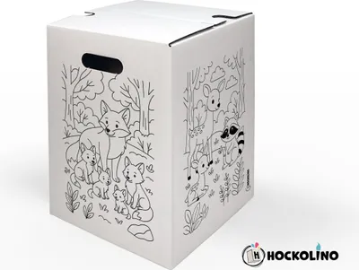 Produktbild von Hockolino | Ausmalhocker Waldtiere | DIY Sitzhocker für Kinder | 30×30×42 cm | bis 150 kg | ohne Klebeband