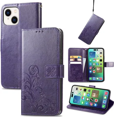 Produktbild von König Design Hülle kompatibel mit Apple iPhone 15 Plus Kunstleder Handyhülle - Handy Case Lila