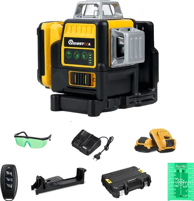 Obrázok produktu pre Mustool 12-riadkový krížový laserový zelený lúč, automatické vyrovnávanie, presnosť ±0,3 mm/m, vlnová dĺžka 500 nm - profesionálne laserové zariadenie