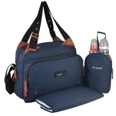 Image de Sac à langer « Bébé à bord » - Sac Titou Blue Denim - 2 compartiments, 8 poches - Sac-repas - Sac à langer, sac à linge sale, fermetures