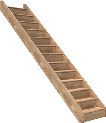Produktbild von Pertura Wangentreppe Elenie Eiche Lackiert Mit Setzstufen Seitenwange weiß gerade 83,5 cm 14 Stufen / 15 Steigungen Ohne