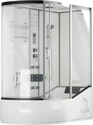 Produktbild von HOME DELUXE - Duschtempel ALL IN 4in1 - Weiß, 170 x 90 x 220 cm Links - inkl. Dampffunktion, Regendusche und Fußmassage I Dampfsauna, Duschtempel Whirlpool Fertigdusche