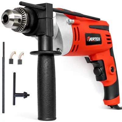 Image de VERTEX, perceuse à percussion, pour métal, béton armé et bois, 900 W, puissante et fiable, jauge de profondeur incluse dans le kit