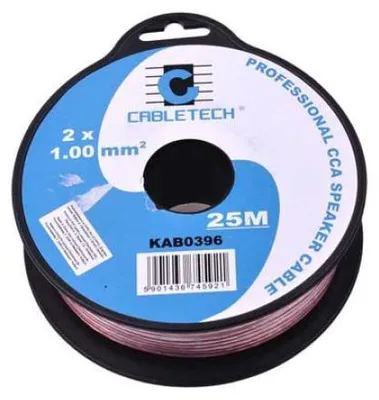 Produktbild von Lautsprecherkabel, CCA, 1mm², transparent, 25m, Cabletech, L101966