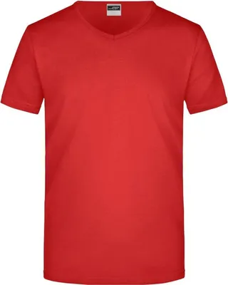 Produktbild von Men's Slim Fit V-T Figurbetontes V-Neck-T-Shirt red, Gr. M