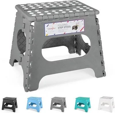 Productafbeelding van Opvouwbare kinderkruk 27 cm - Grijs - Kunststof kruk, klapstoel en voetkruk