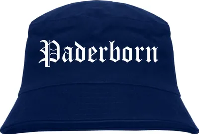Produktbild von Paderborn Fischerhut - Dunkelblau - Altdeutsch - bedruckt - Bucket Hat Anglerhut Hut S/M Dunkelblau