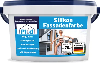 Produktbild von Plid Silikonharz Fassadenfarbe 10L Weiß matt,  für ca. 70m² / Aussenfarbe Lotuseffekt