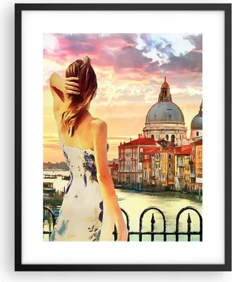 Produktbild von Gerahmtes Poster - Schwarzer Rahmen - Venedig Brücke Wasser - 40x50 cm - Wand Bild - Wanddeko - Wandbilder - Kunstposter - Wandposter - Bilderrahmen - Bilder - Kunstdruck - Wandbild - P2BPA40x50-3495