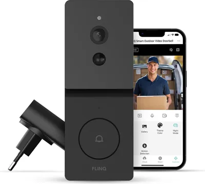 Produktbild von FlinQ Smart Türklingel – kabellose Türklingel – Türklingel mit Kamera – inkl. Gong – 1080P HD – Schwarz