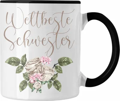 Produktbild von Trendation - Weltbeste Schwester Tasse Geschenk Schwesterherz Lustiger Spruch Geburtstag Schwester (Schwarz)