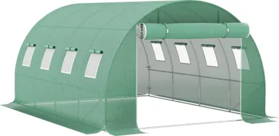 Image de Bache de rechange serre tunnel 12 m2 4 x 3 x 2 m PE anti-UV impermšŠable 8 fenšºtres + porte enroulable zippšŠe vert