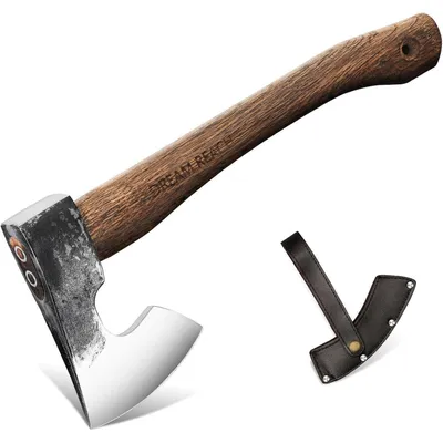 Productafbeelding van Axt Wikinger, handgesmeed overlevingsmes, outdoor, leren holster, 36,8 cm