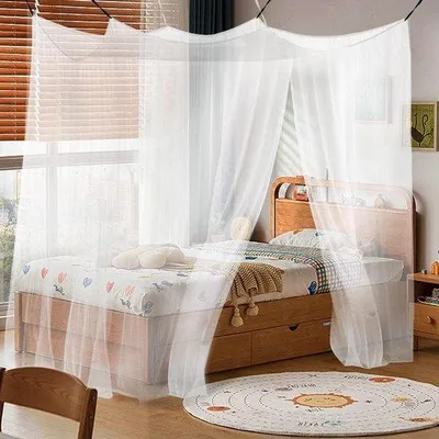 Produktbild von Famanu Mückennetz Einzelfläche - 6 Aufhängungspunkte - Insektenschutz für Bett - 100x200x200 cm