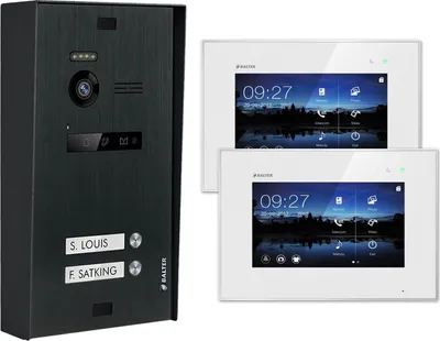 Produktbild von BALTER EVO Aufputz Schwarz 2-Draht BUS 7" Monitor Weiß Video Türsprechanlage Set für 2 Familienhaus