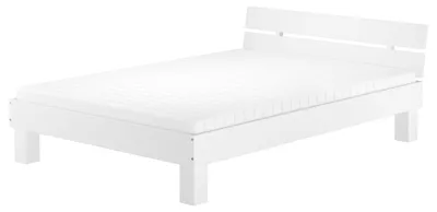 Produktbild von Doppelbett Überlänge 140x220 Massivholzbett weiß Futonbett Jugend Zubehör wählbar V-60.86-14-220WRollrost und Matratze inkl.