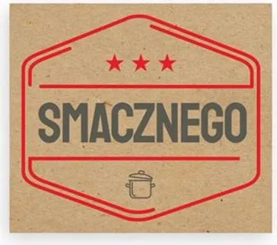 Zdjęcie produktu dla Naklejki papierowe Kraft 35x40mm Smacznego #5, rolka 200szt.