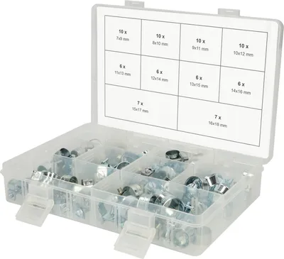 Immagine prodotto di KS TOOLS Werkzeuge-Maschinen GmbH Sortiment Mini-Schlauchklemmen,Ø 7-18mm, 78-tlg (970.0770)