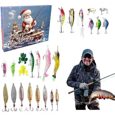 Produktbild von Angel Adventskalender 2026 für Männer, 24 Angelköder Set, Weihnachtskalender Angeln