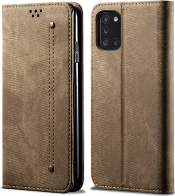 Image de Galaxy A31 Case, étui portefeuille en cuir avec fermeture magnétique et fonction stand pour Samsung Galaxy A31 Samsung Galaxy A31 Khaki