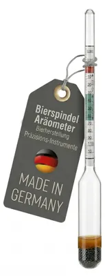 Bieraräometer aus Glas, 17 cm, Spindel für Zuckergehalt, Hobbybrauerei